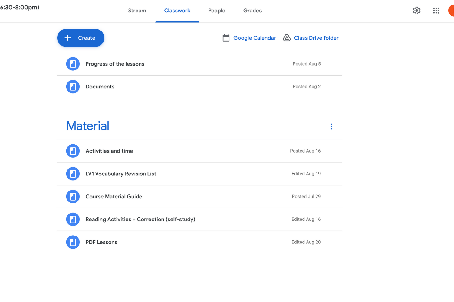 Google classroom 2 We use google classroom to share group course materials, like pdf, exercises and audio